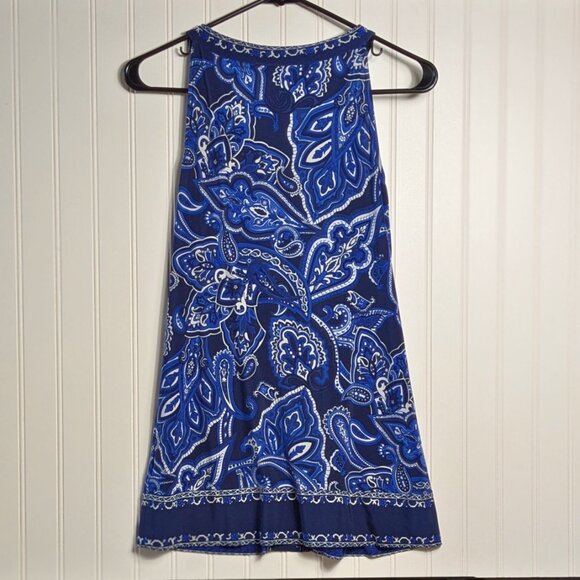 2 For $30 INC Sleeveless Racerback Tunic Top Blue-White Jersey Stretch S - Picture 4 of 8